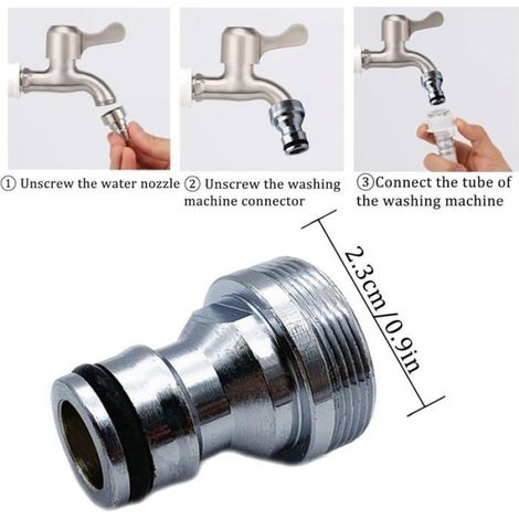 Robinet Tuyau Robinet mitigeur Connecteur Adaptateur de Cuisine Adaptateur de Robinet Pour Tuyau D'arrosage 23 MM Argent(2 pièces) (1/4)