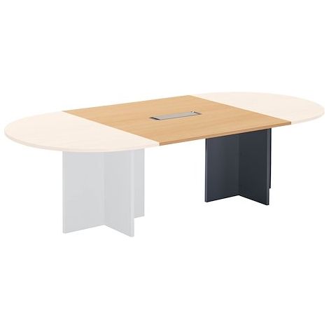 Extension hêtre pour table modulable avec Top Access intégré pieds croix anthracite Essens - Maxiburo
