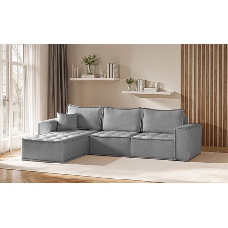 Ecksofa Modulsofa 3-teilig SANDE Stoff Raven Grau Ottomane Links (1/5)