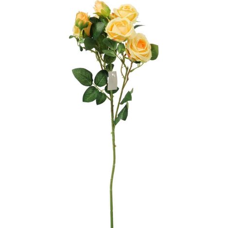 Ramo decorativo con 5 rose gialle dall'aspetto naturale (1/3)