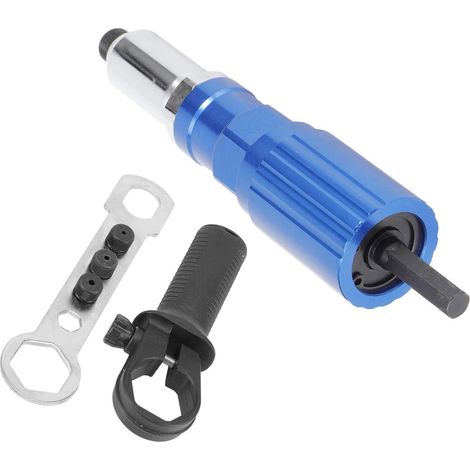 Cabezal de remachadora/accesorio de remachado para taladros eléctricos: adaptador de remachado para taladros eléctricos (compatible con remaches y tuercas remachables). (1/5)