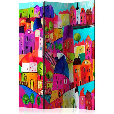 Paravento - Rainbow-hued town [Room Dividers] - 135x172 (1/4)