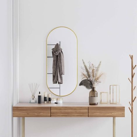 vidaXL Espejo de pared ovalado dorado 100x45 cm (1/5)