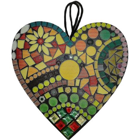 Grande sculpture décorative en forme de cœur pour jardin en mosaïque (1/4)