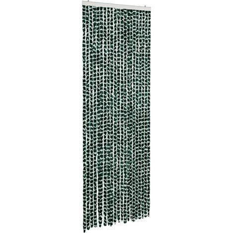 Rideau anti-mouches vert et blanc 90x200 cm chenille