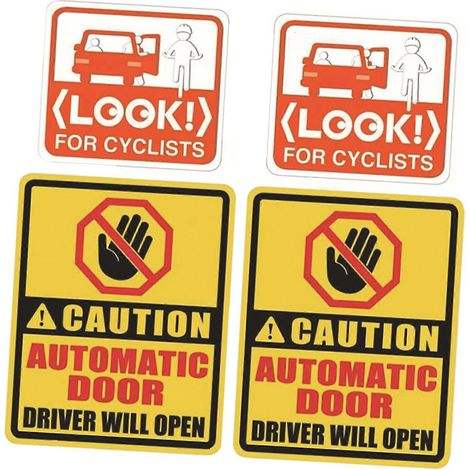 Lot de 4 autocollants d'avertissement pour portes automatiques coulissantes. (1/5)