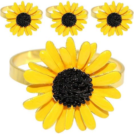 Ronds de serviette tournesol jaune pour la table de Thanksgiving (12 pièces) (1/5)