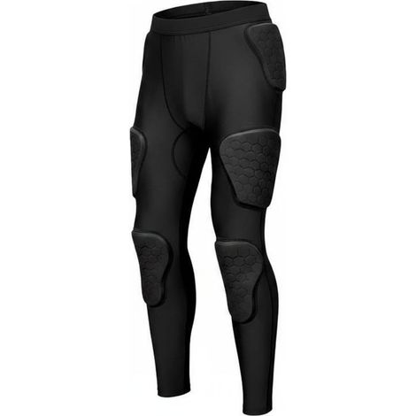 Adult Compression Padded Protective Pants, Shock-Absorbing Sports Tights with EVA Padding, Slim Fit, Flexible and Lightweight, Suitable for Size L, Black-Black Line (1/5)