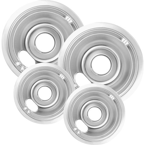 Lot de 4 Coupelles Réflectrices - Compatibles avec les Cuisinières GE - Coupelles de Brûleur de Cuisinière Électrique Finition Chrome - 2 x 6 Pouces, 2 x 8 Pouces - GE (1/5)