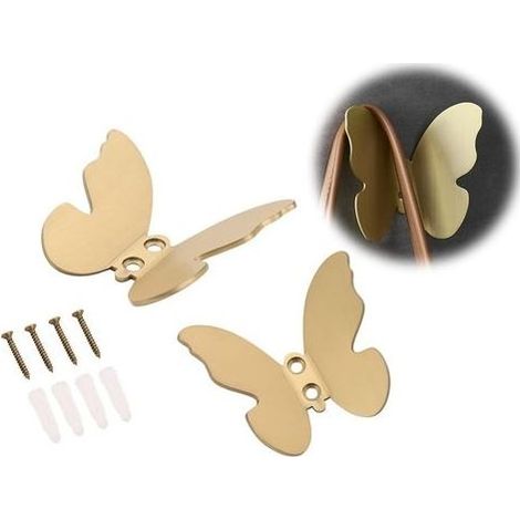 Dekorative Wandhaken, kleine moderne Haken aus vergoldetem Messing, Schmetterlings-Handtuchhaken, Kleiderhaken, Huthaken, Bademantelhaken für Eingangsbereich, Schlafzimmer usw. (1/5)