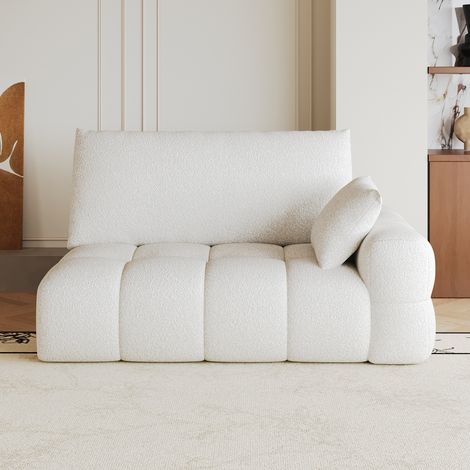 Canapé 2 places droit blanc crème Y160 pour un salon moderne et élégant, confort et style intemporel pour votre intérieur. (1/5)