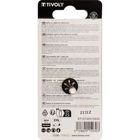 Tivoly • Ruota Lamellare Abrasiva • Ø6015mm • Grana Corindone: 60 • Per Levigare Metalli • Per Levigare Legno