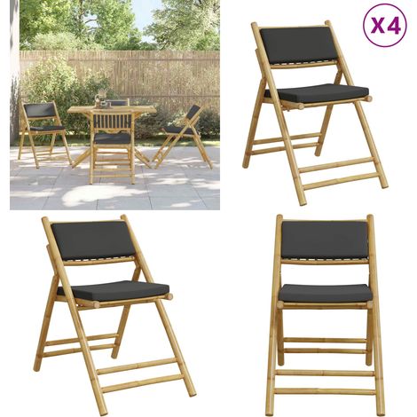 Chaises de bistro pliantes lot de 4 coussins gris foncé bambou - Chaise De Jardin - Chaise Bistro - Mobilier De Jardin - Fauteuil De Jardin - Bamboo Furniture - Home & Living (1/5)