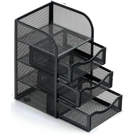 Boîte de rangement de bureau, boîte de rangement pour bureau, école, maison, fournitures quotidiennes, porte-stylo en fer forgé