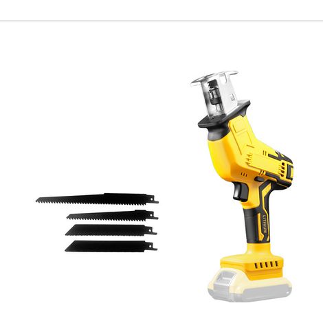 20V Akku-Säbelsäge, kompatibel mit DeWalt-Akkus, ausgestattet mit einem bürstenlosen Motor mit variabler Drehzahl, inklusive 4 Sägeblättern, geeignet zum Schneiden von Holz, Kunststoff und Metall.