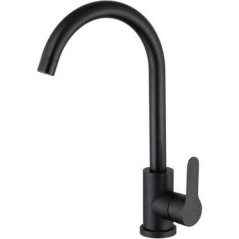 Robinet Lavabo Haut Pivotant à 360°, Robinet Lavabo Salle de Bain Monocommande avec Aérateur Démotable, Noir (1/4)