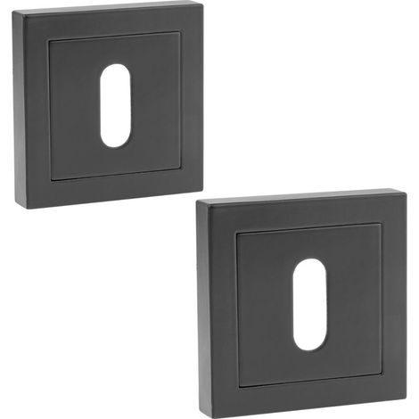 Roseta cuadrada para puertas de baño, negra mate, moderna y elegante, 52 x 52 mm (1/2)