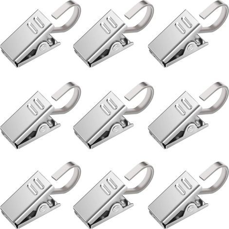 60 Stainless Steel Clip Hooks, Curtain Rod Clip Rings, Curtain Clips, Curtain Ring Hooks, 0.3 mm (1/5)