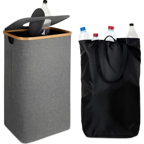 Bottle Collector with Lid, 100L Capacity, Removable Bag (1/5)
