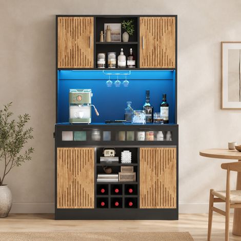 Mobile alto da cucina con LED RGB e porte USB, MDF naturale, 105 x 40 x 180 cm (1/5)