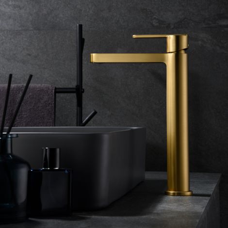 Imex -  Grifo Monomando Lavabo Caño Alto Oro Serie  Roma (1/2)