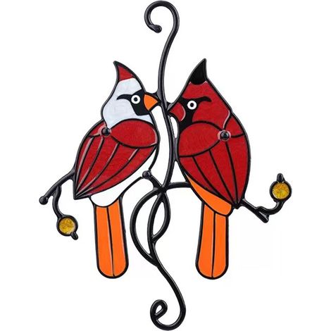 Pendentif Oiseau Cardinal - Décoration Fenêtre Intérieure - Cadeau Fête Des Mères - Lot De 1 (1/5)