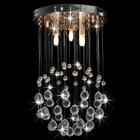 Plafonnier avec perles de cristal Argenté Sphère 3 ampoules G9