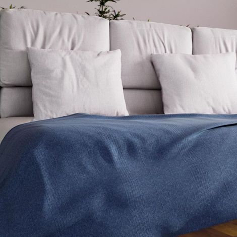 Filiyano-Couvre-lit - Adèle - Bleu - 180 x 220 cm - 70 % coton - Lavable en machine Bleu (1/3)