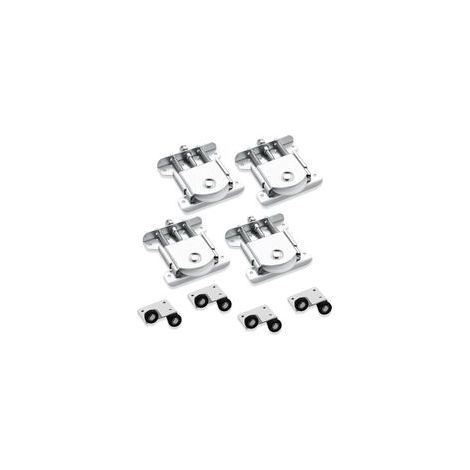 Lot de 4 roulettes pour meubles et armoires - Galvanisées avec double ressort - Roulettes silencieuses pour portes coulissantes et rails de porte coulissante