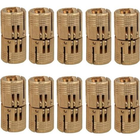 10 Pcs Charnières Cylindriques en Laiton, Caché Charnière Invisible Tonneau pour DIY Porte en Bois Armoire Caravane, 10 mm (1/4)