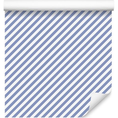 Papier peint à rayures bleues, blanches, azur et gris clair 50x1000 cm (1/5)