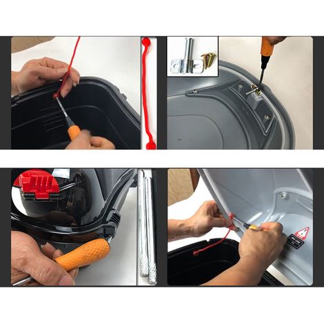 Top case arrière pour moto, grand format, rouge bordeaux, idéal pour le rangement de casque et de bagages. Compatible avec les véhicules électriques. (1/2)