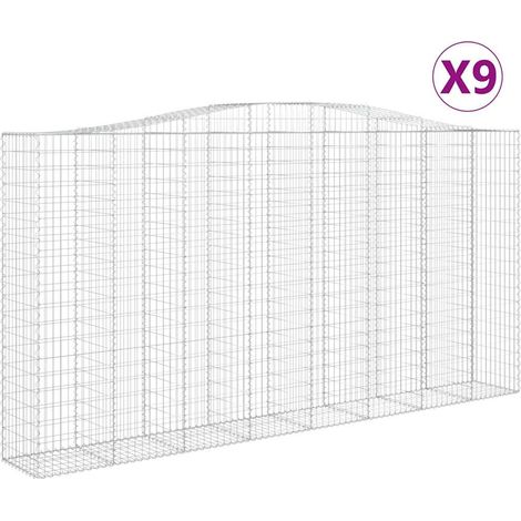Maison Exclusive - Paniers à gabions arqués 9 pcs 400x50x200/220 cm Fer galvanisé (1/5)