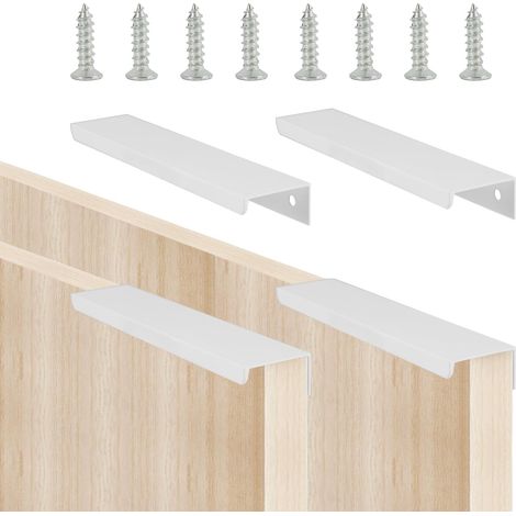 4pcs Poignée Invisible Blanche Poignée Invisible de Meuble Cuisine Poignées Cuisine en Alliage d Aluminium Entraxe 128 mm Poignee Blanche de Meuble Cuisine pour Tiroir Placard Armoire (1/5)