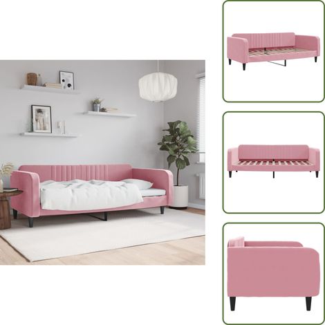 The Living Store Lit de repos rose 100x200 cm velours - Canapé-lit (1/5)