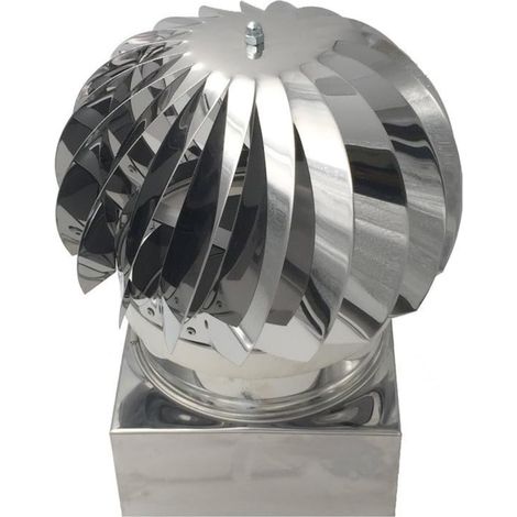 Extracteur de Fumées Rotatif Éolien en Acier Inoxydable AISI 304, Base Carrée – 320 x 320 mm