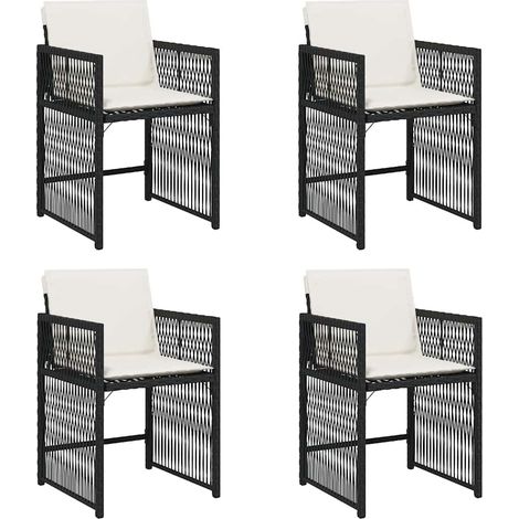 Maison Exclusive - Gartenstühle mit Kissen 4 Stk. Schwarz Poly Ra