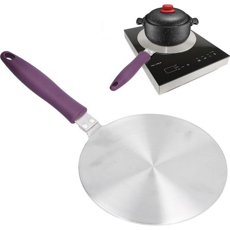 [Difusor de calor] 22 21,5 cm / 8,5 pulgadas para placas de inducción y gas con mango resistente al calor [Accesorio] [Material: Acero inoxidable] [Cantidad: 1 difusor] (1/5)