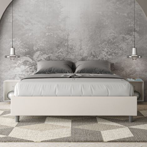 Letto matrimoniale contenitore imbottito 160x200 similpelle bianco Azelia (1/5)