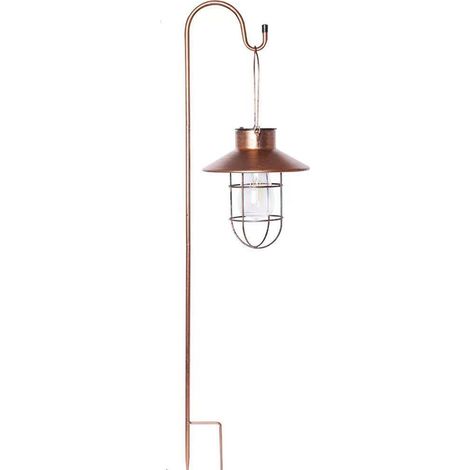 Lot de 2 Lampes Solaires Suspendues avec Crochet de Berger Métal Étanche Doré (1/4)