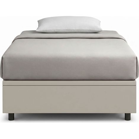 Letto Singolo Contenitore Imbottito 80x200 cm Similpelle Tortora BoxMax (1/5)