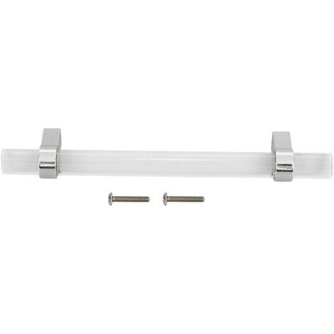 Tirador de acrílico cristalino, moderno tirador transparente para cajones de armarios, librerías y zapateros, con separación entre 96 orificios, color plata. (1/5)