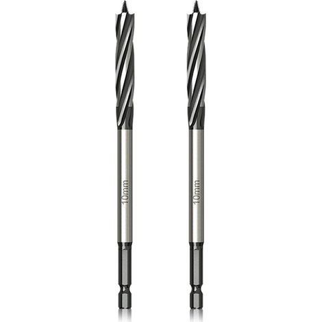 Professionnel Foret à Bois 10mm x 165mm x 2Pcs Mèche à Tarière avce Auto-alimenté Pointe Pilote, 1/4 Pouce Tige Hexagonale Foret pour le Travail du Bois