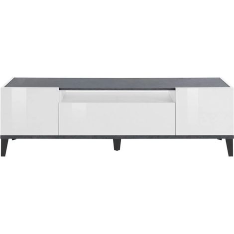 Mobile Porta TV Bianco Laccato Ardesia 160 cm Madia Bassa per Soggiorno (1/7)
