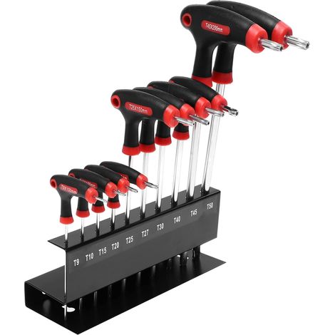 Clés Hexagonales T et Support Pratique Lot de 10 en Acier Chrome-vanadium avec Poignée en T Rembourrée Outils de Réparation Faciles à Transporter pour Usage Professionnel (1/5)