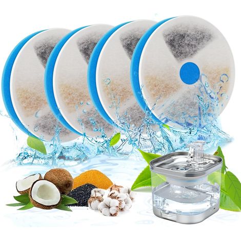Filtros para fuentes de gatos, paquete de 4 filtros de repuesto para fuentes de mascotas, compatibles con WF190. (1/4)