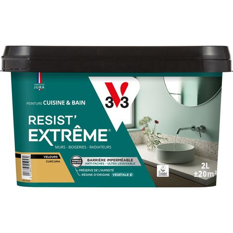 Peinture multi-supports Cuisine & Bain Resist'Extrême® V33 Curcuma satin 2L