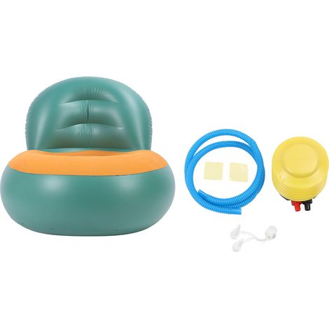 Inflatable Sofa PVC Flocking Ergonomic Comfortable Indoor Outdoor Air Couch for Living Room Balcony Garden Pool Green (1/5)