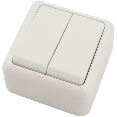 Doble interruptor superficie Blanco 60x60x30mm 10A 250V GSC 0201027