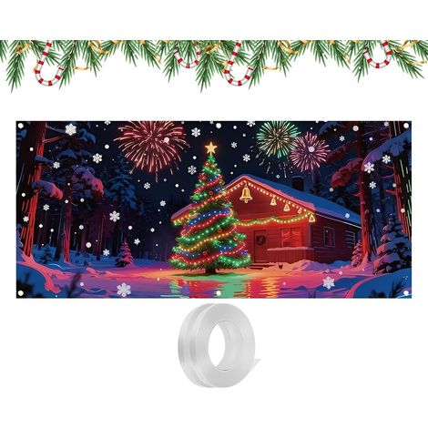 Bannière de Noël pour Porte de Garage x UV Fluorescent Décor Saisonnier,Style A (1/5)